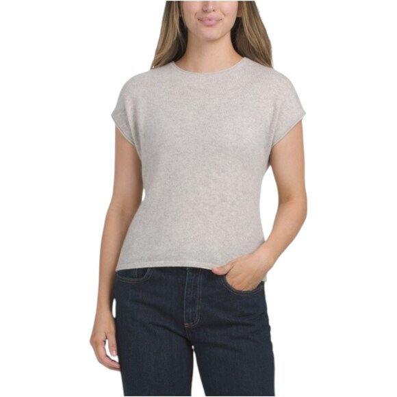 TAHARI Cashmere Crew Neck Dolman Cap Sleeve Pullover Sweater - Picture 1 of 2